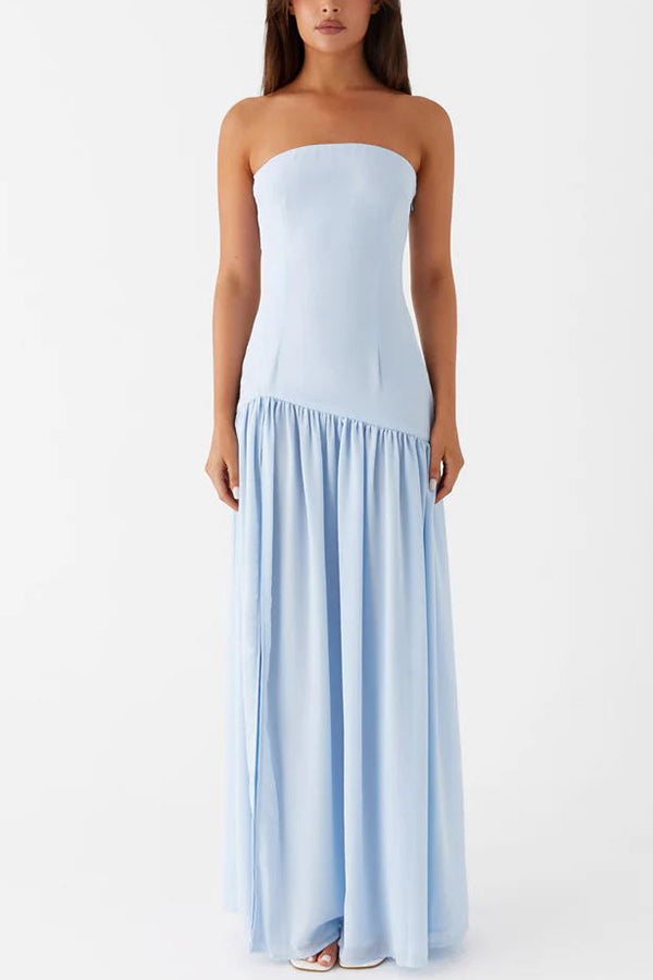 Naomi - Chiffon Strapless Maxi Dress