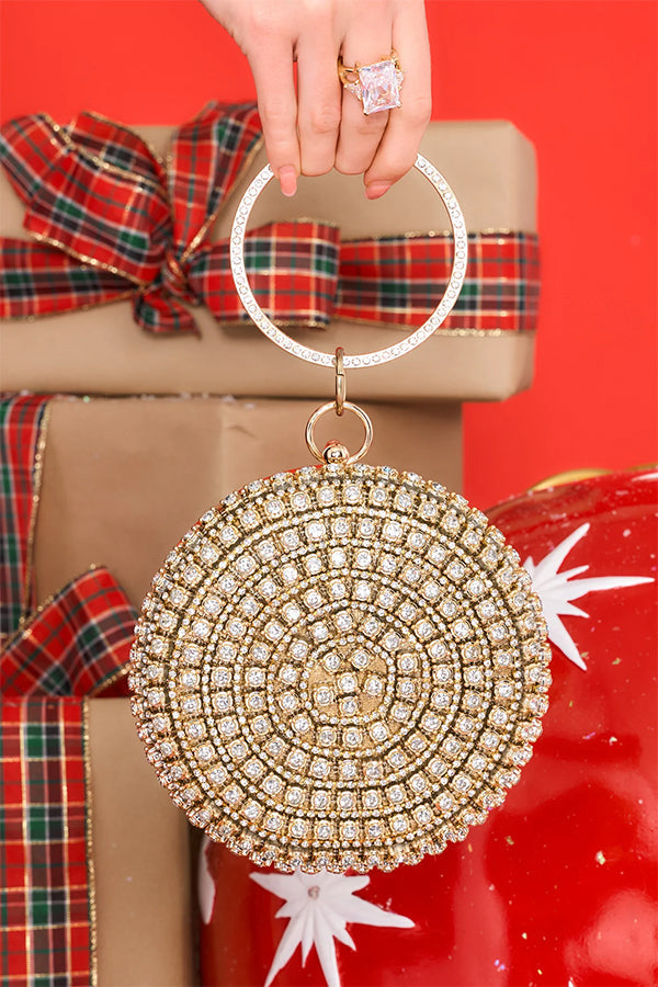 Unique Round Rhinestone Clutch