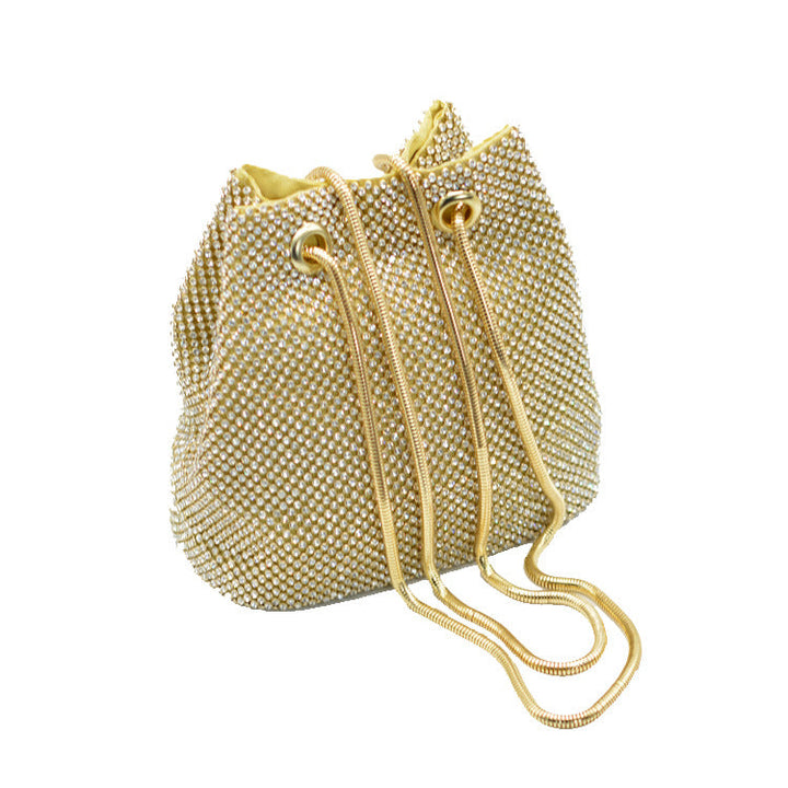 Shimmering Rhinestone Crossbody Bucket Bag