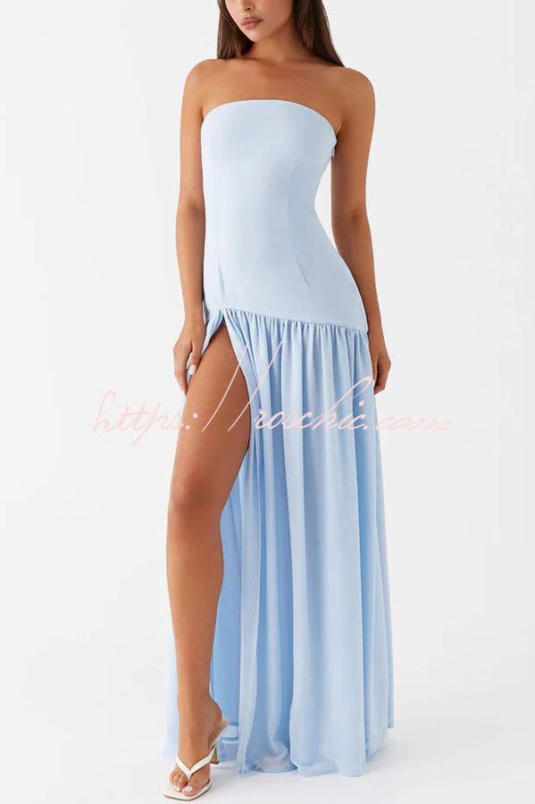 Naomi - Chiffon Strapless Maxi Dress