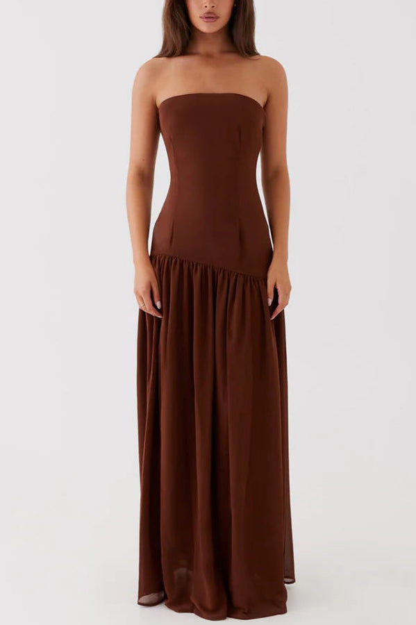 Naomi - Chiffon Strapless Maxi Dress