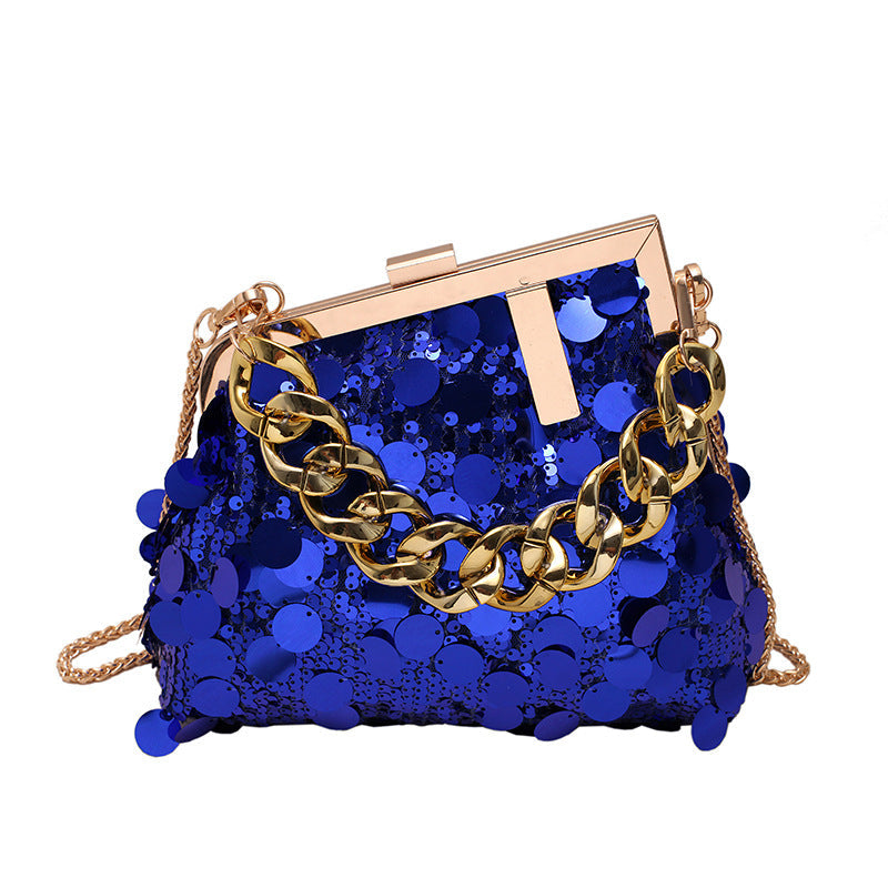 Sequin Chain Crossbody Evening Bag