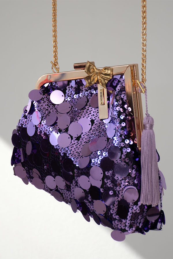 Sequin Chain Crossbody Evening Bag