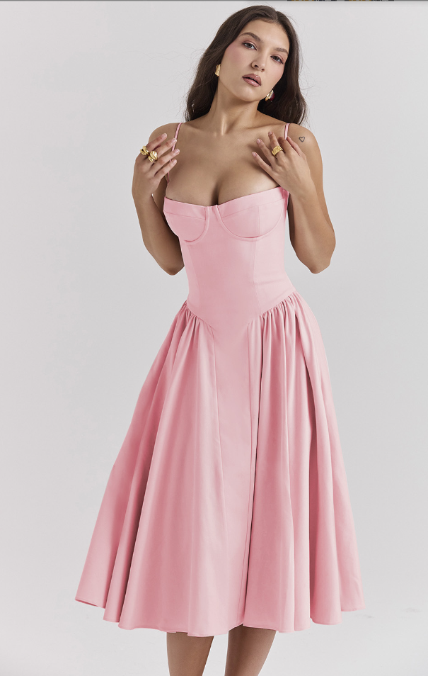 Carolyn - Sleeveless Corset Midi Dress